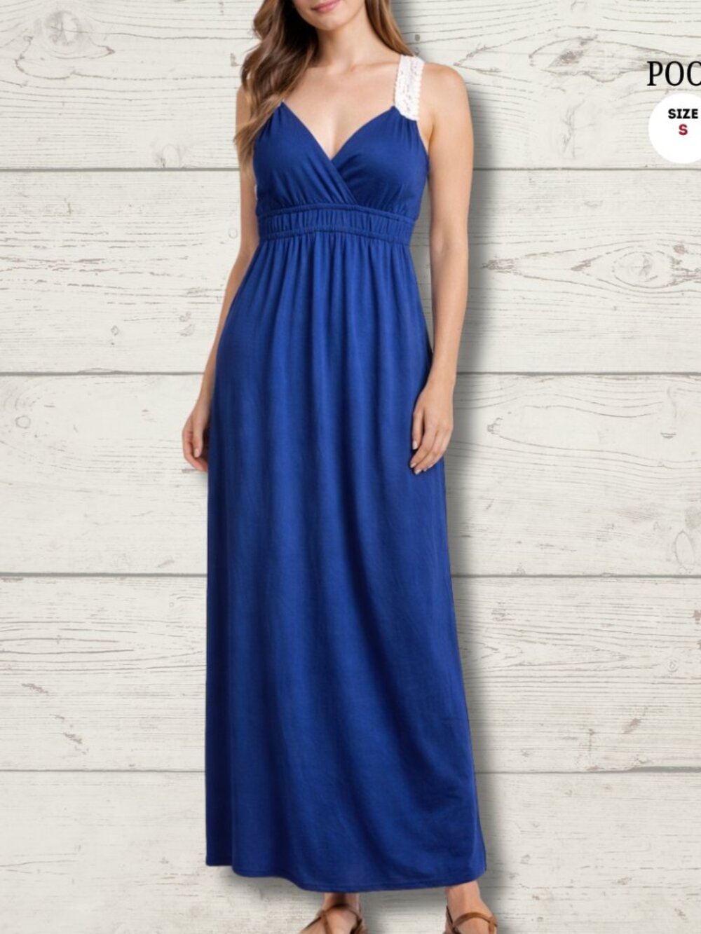 Poof Blue Maxi Dress | Size Small | Lace Back | Boho Summer
